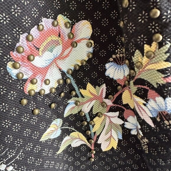 Anthropologie Maeve Ashbury Black Floral Studded One Shoulder Shift Dress Size 2 - Picture 11 of 16